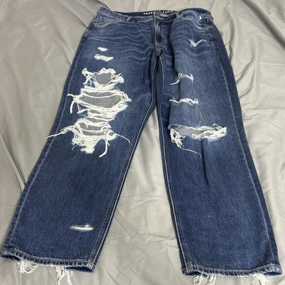 American Eagle Outfitters Denim - American Eagle Outfitters Mom Blue Jeans Womens 16 Distressed Embroidered